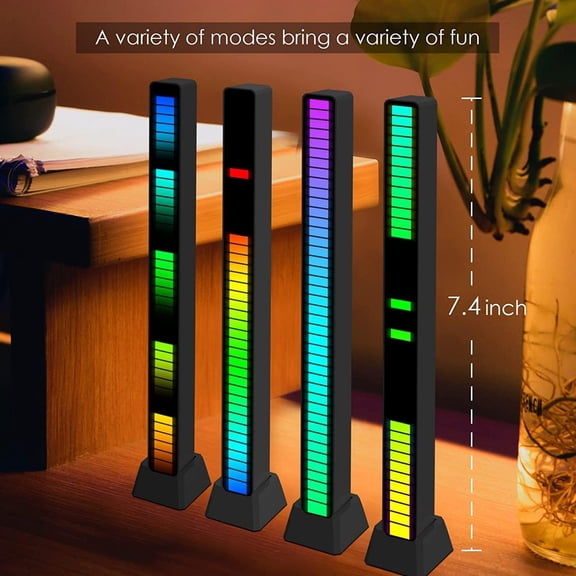 RGB Voice Activated Sound Control Light Bar,Music Sync LED Ambient Lighting with 16 Million Colors & App Control,Rechargeable Mood Lighting for Gaming Room,Bedroom,Car