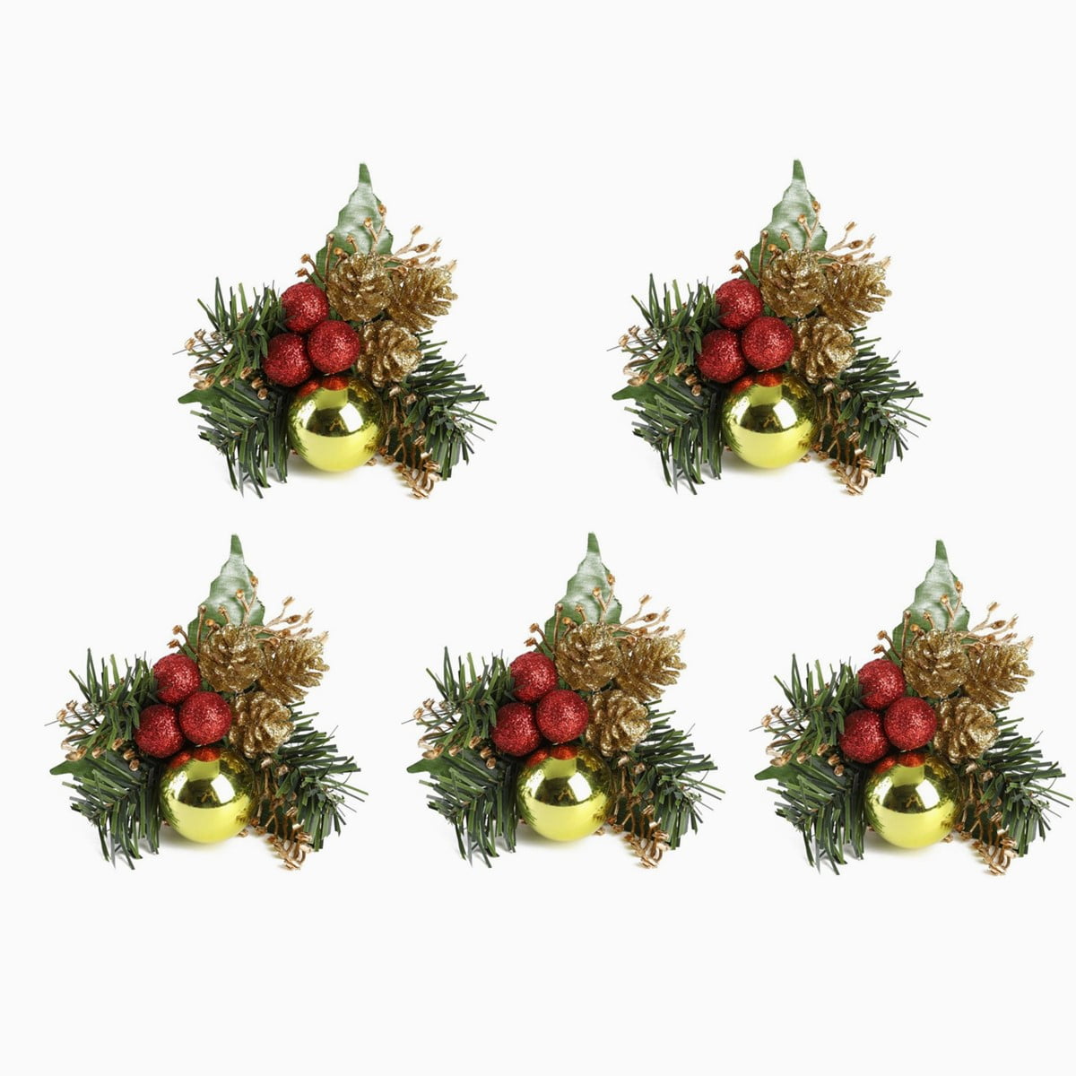Decoration Artificial Berries Flowers Green Leaves DIY Christmas Ornaments 5Pcs 
