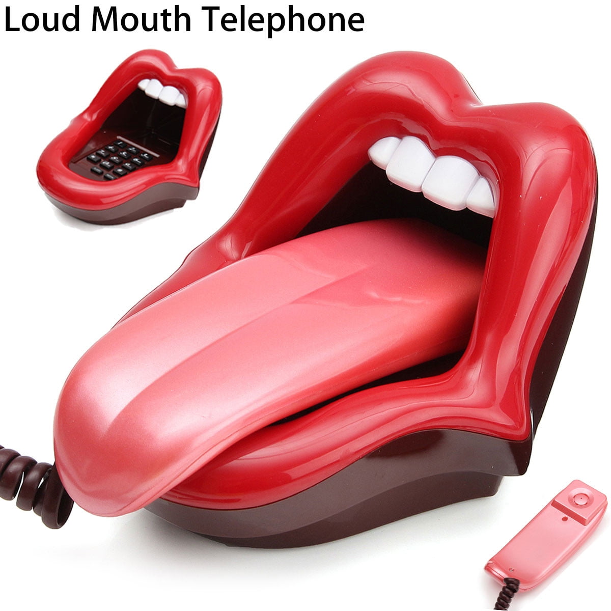 Retro Loud Mouth Telephone Vintage Novelty Corded Landline Phone Red