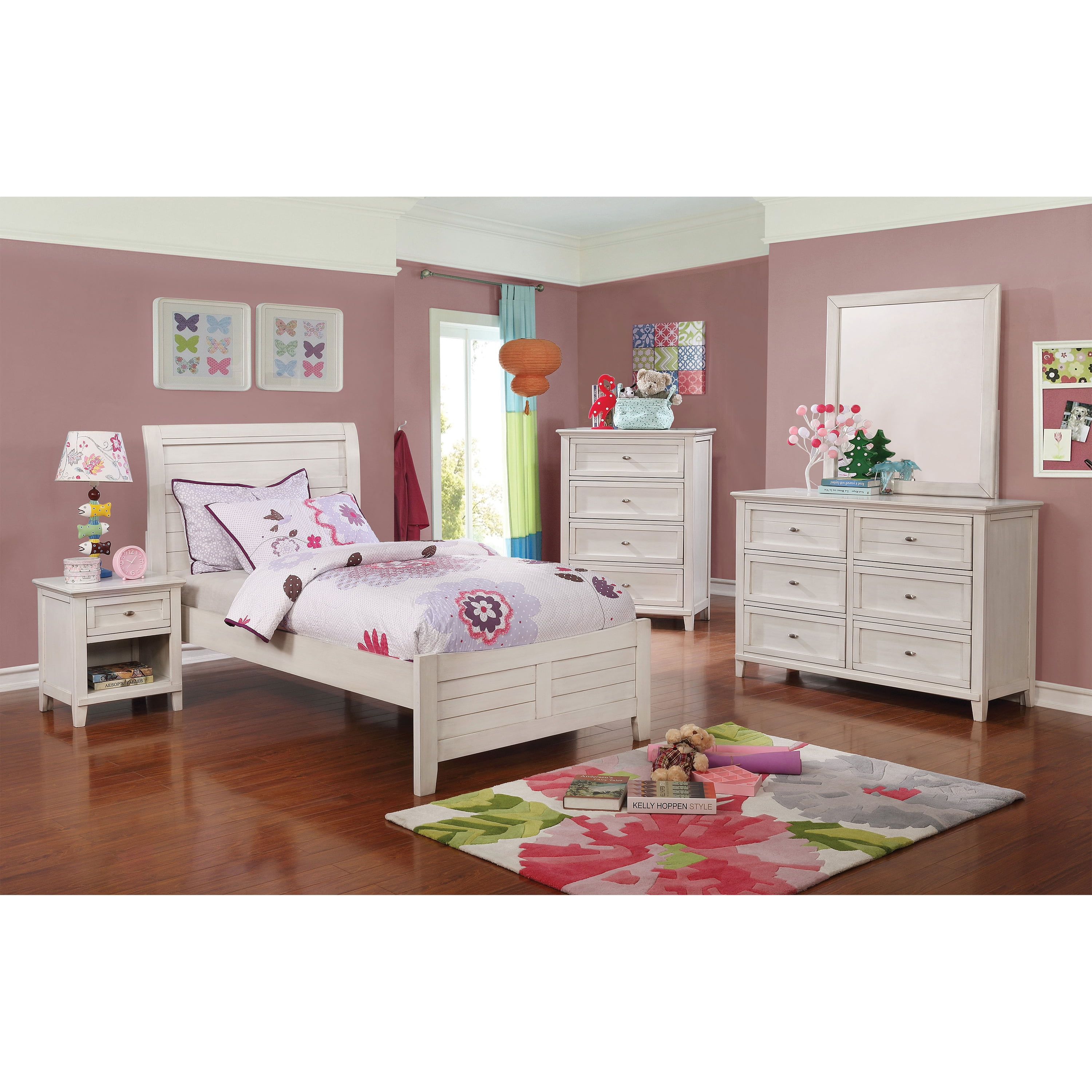 Furniture of America Covington Transitional 6-Drawer Dresser, Antique White