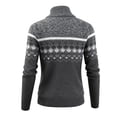 thumbnail image 2 of Men's Fair Isle Knit Full Zip Mock Neck Sweater Long Sleeve Casual Zip-Up Cardigan, 2 of 4