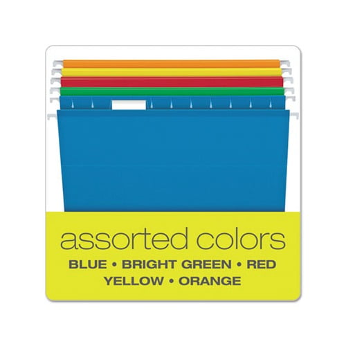 Extra Capacity Reinforced Hanging File Folders with Box Bottom Legal Size, 1/5-Cut Tab, Assorted, 25/Box