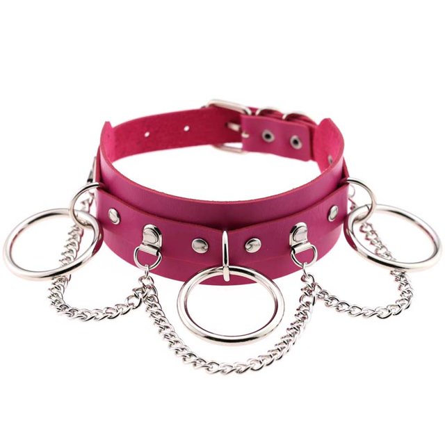 kurtrusly Collier Ajustable Ras-de-Cou Chaîne Multicouche Pendentif Ras-de-Cou en Cuir PU Fille Femme Punk O Ring Collier