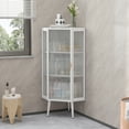 thumbnail image 3 of Dasun 22.25" Corner Cabinet with Three Storage Shelves, Free-Standing Floor Cabinet with 2 Tempered Glass Doors for Bathroom, Living Room and Bedroom, White, 3 of 8