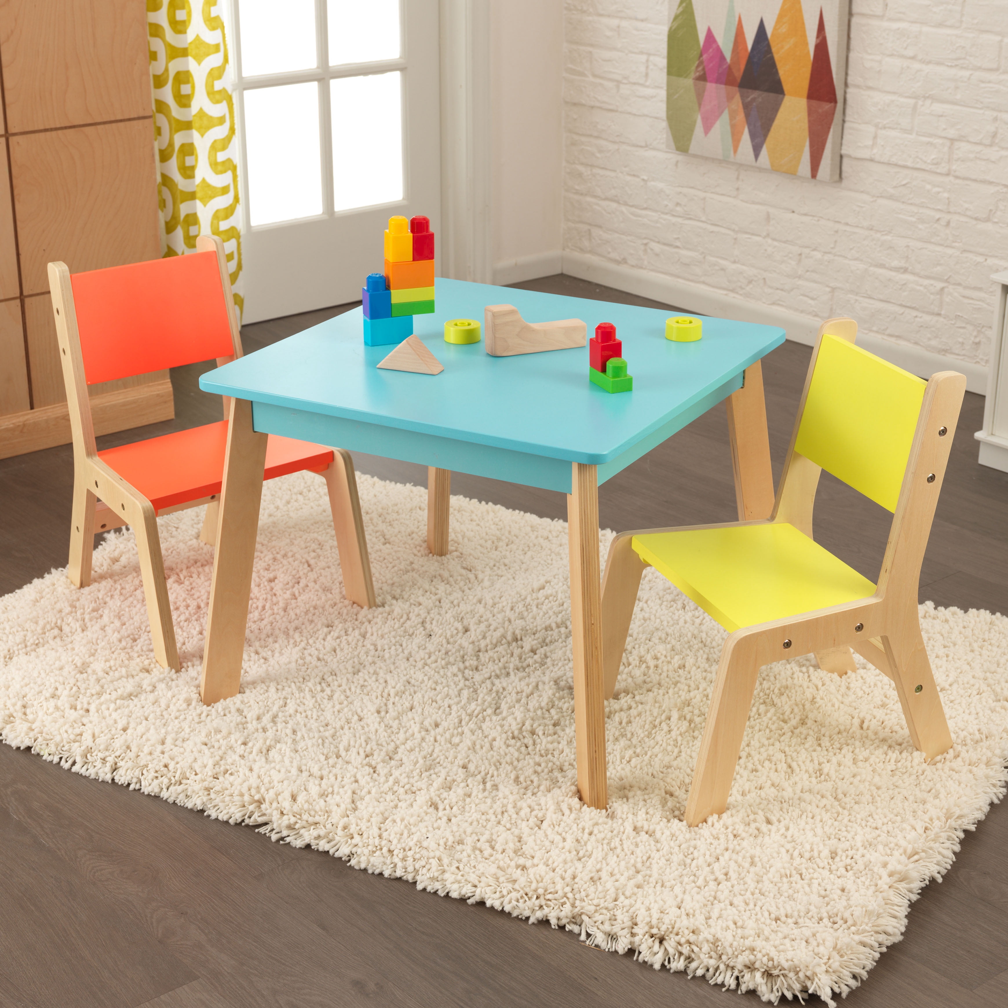 KidKraft Kids Modern Table and Chairs Set Child Children Wood Play