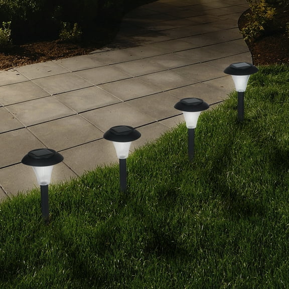 Pure Garden 8-Pack Solar Powered LED Outdoor Pathway Accent Lights, Black Plastic