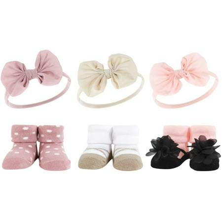 

Hudson Baby Infant Girl Headband and Socks Giftset Blush Taupe One Size