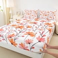 thumbnail image 3 of Manfei Orange Groovy Floral Queen Sheet Sets for Kids, Rustic Plant Botanical Flat Sheet, Kawaii Cartoon Queen Fitted Sheet, Breathable Home Decor, 4 Pieces, 3 of 7