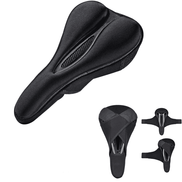 Funda para Sillín de Bicicleta, Funda de Gel para Sillín de Bicicleta, Cojín de Silicona para Sillín de Bicicleta, Hecho de Silicona y Esponja, Transpirable, Suave, para montaña MTB, Bicicleta de Carretera, para Hombres y Mujeres Rojo Verde