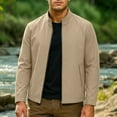 thumbnail image 2 of Miluxas Men's Bomber Jacket Lightweight Spring Fall Casual Windbreaker Full Zip Outwear Coat Khaki, 2 of 9