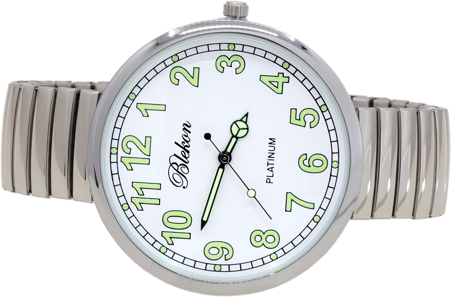 Blekon Collections New Super Large Face Stretch Band Luminous Hands and Numbers Dial Japanese Movement PC21J Fashion Watch