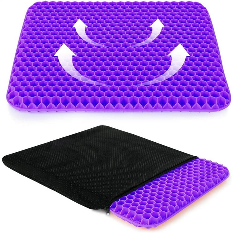 Pawst Gel Seat Cushion with Non-Slip Cover, Large Office Egg Seat Cushion  for Long Sitting, Chair Pads with Double Thick Breathable Honeycomb Design,  Pressure Relief, Wheelchair Car Seat Cushion 