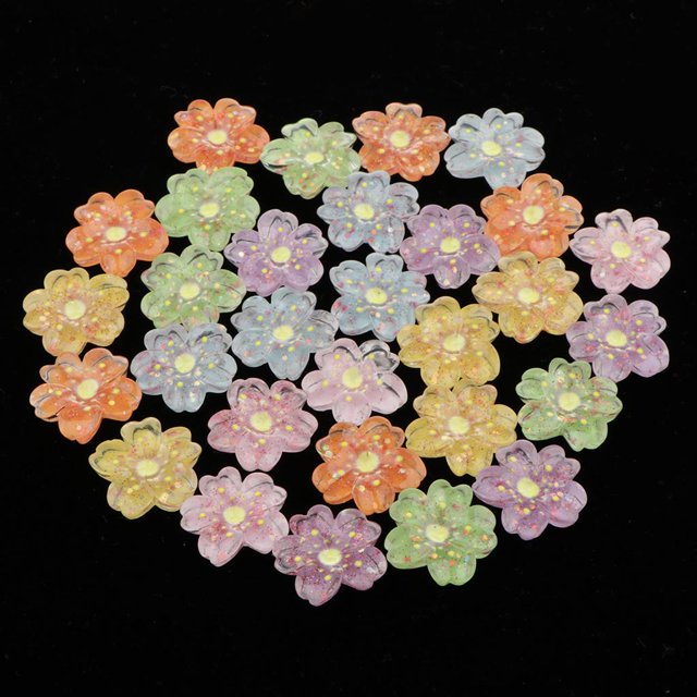 30 piezas flor Sakura parte posterior plana decoración tarjeta para accesorios decoraciones dibujos animados abalorios arte artesanía Soledad Cabujones de Resina con Espalda Plana
