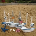 thumbnail image 5 of Toddmomy 1Pack Wooden Sailboat Ornament Mediterranean Style Home Decoration for Adults Indoor 11.8x4.3x1.1in, 5 of 8