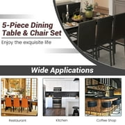 7 Piece Kitchen Dining Table & Chair Set, Dining Room Table Set with Faux Marble Tabletop PU Leather Padded Chairs, Rectangle Dining Table Set for 6, Dinette Set for Kitchen Dining Room Small Space
