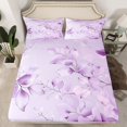 thumbnail image 2 of jejeloiu Countryside Flowers Twin Sheet Sets,Botanical Plants Theme Twin Fitted Sheet,Purple Floral Leaves Flat Sheet For Girls,Ultra Soft Home Decor,3pcs, 2 of 7