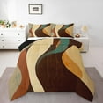 thumbnail image 3 of Manfei Retro Waves Lines Bedding Comforter Set,Abstract Geometric Stripes Twin Comforter Sets,Brown Beige Bedding Set For Girls Boys,Super Cozy Room Decor Reversible,2pcs, 3 of 9