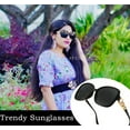 thumbnail image 3 of FEISEDY Women's Fashion Sunglasses, Oversized Square Frame with Pearl Sparkling, Polarized UV Protection B2821, 3 of 23