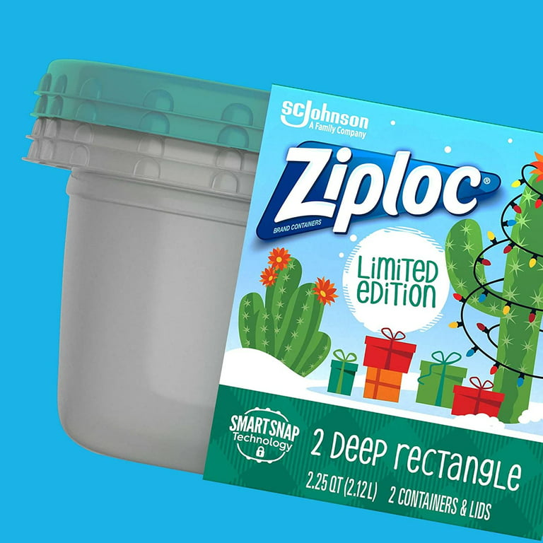 Ziploc Brand Holiday Food Storage Containers, Large Rectangle, 2 Count 