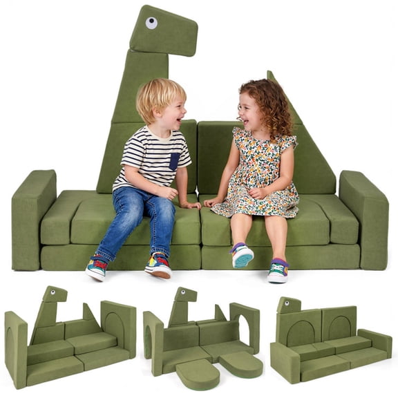 Furnibear Kids Couch 13 Pieces Modular Kids Play Couch for Inspiring Creativity, Dinosaur