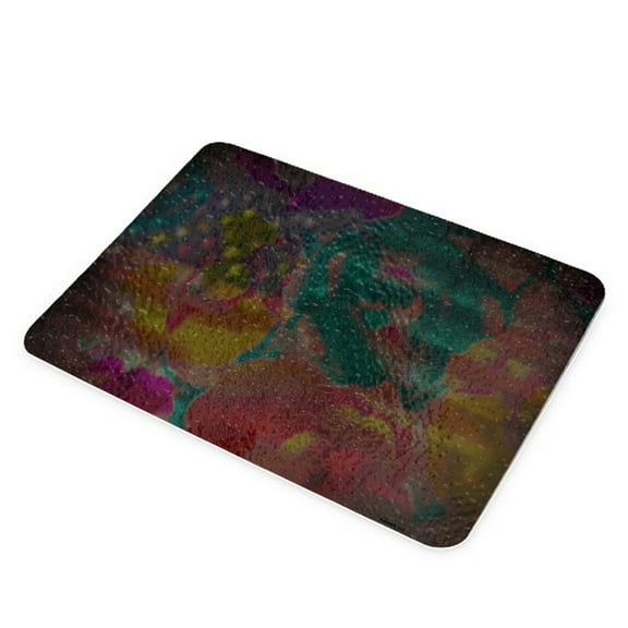 KuzmarK Glass Cheese Cutting Board 11"x7.75" - Flower Stars Abstract Painting