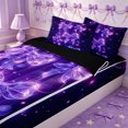 thumbnail image 3 of Erosebridal Magical Luminous Bow Zipper Twin Comforter Sets with Fitted Sheet and 2 Pillowcases,Dreamy Bokeh Shimmer Zipper Bedding Set,Purple Blue,4-Piece,Black Reversible, 3 of 6