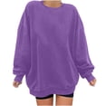 thumbnail image 2 of Viadha Women's Round Neck Solid Colour Loose Sweatshirt Long Sleeve Top Sweatshirt Hoodless Sweatshirt, 2 of 6