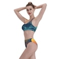 thumbnail image 5 of Daiia Palm Trees printed 2 piece Swimsuit Bikinis for Women High Waisted Racerback Bathing Suits Summer Tummy Control Scoop Neck Swimwear-X-Large, 5 of 8