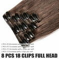 thumbnail image 3 of Benehair Clip in 100% Human Hair Extensions Full Head Straight Remy Hair 8pcs For Women Brown Soft US, 3 of 12