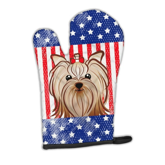 Carolines Treasures BB2134OVMT American Flag & Yorkie Yorkishire Terrier Oven Mitt