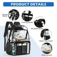 thumbnail image 6 of Black Clear Backpacks for School Women Men, Heavy Duty Transparent See Through Backpack, Waterproof Clear bookbag, Plastic Backpack for Stadium Events,Travel,Festival,Work,Concert, 6 of 8