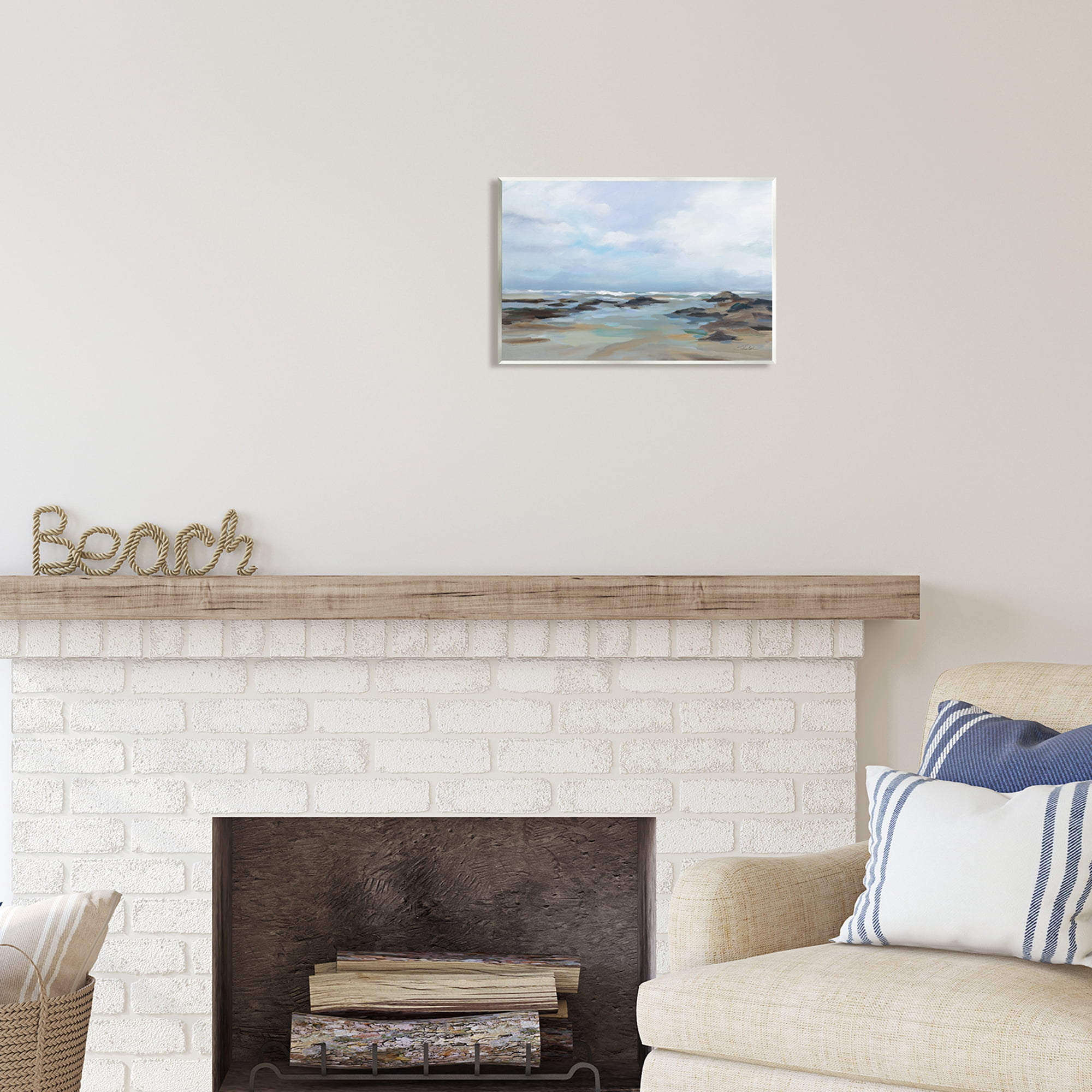 Stupell Industries Morning Beach Painting Nature Painting Unframed Art Print Wall Art, 15 x 10