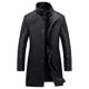 thumbnail image 1 of ZHAOCHENG Gabardina de cuero de lujo para hombre, chaqueta informal de cuero de negocios de un solo pecho, abrigo largo de PU negro, talla grande 4XL, 1 of 5