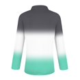 thumbnail image 6 of WTOBBY Women's Ombre Print Polo Shirt - Long Sleeve Casual V-Neck Zipper Detail Tops for Women, Spring Fall Fashion Comfort Stretch Gradient Design,Mint Green S, 6 of 7