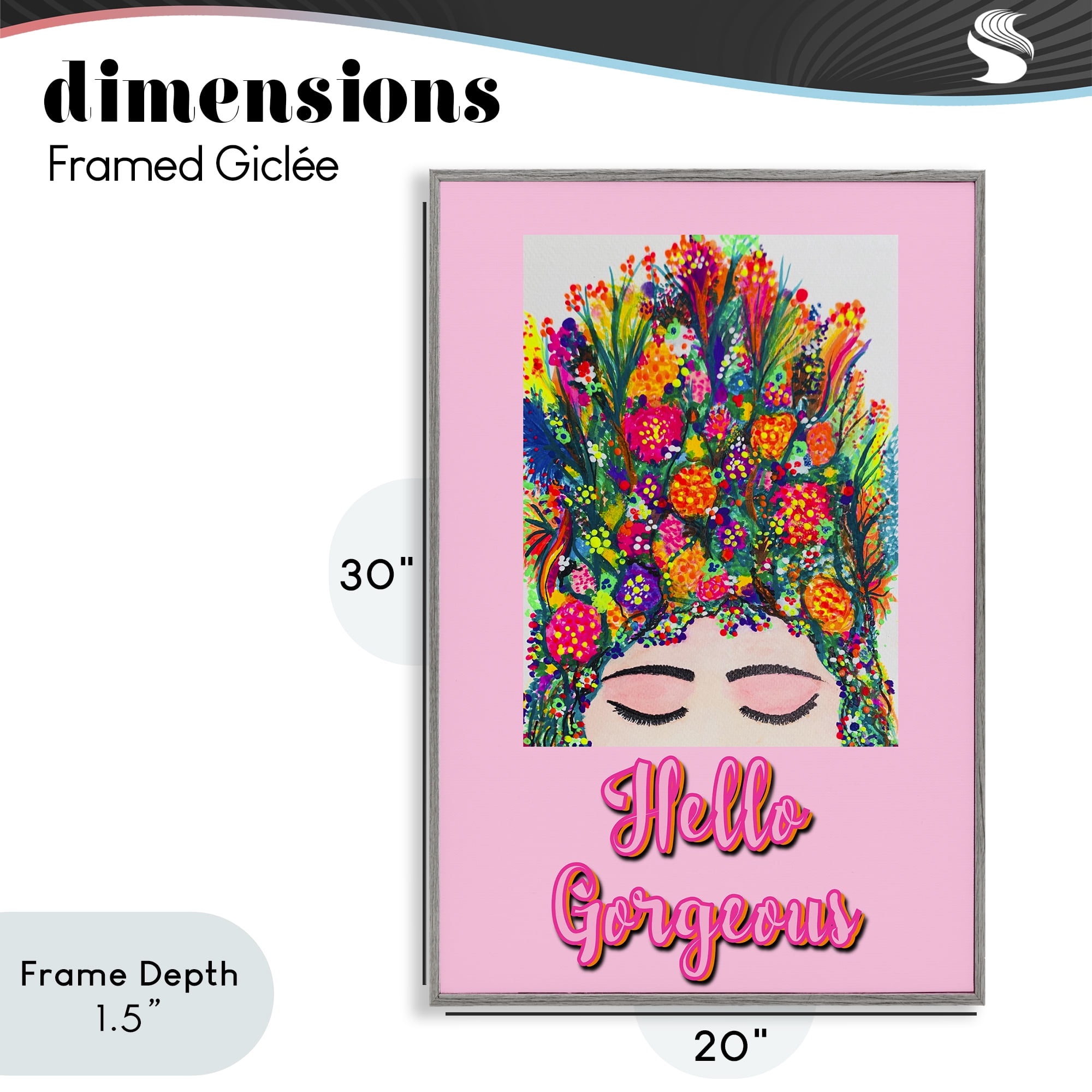Stupell Industries Hello Gorgeous Floral Woman Gray Framed Giclee Art, design by Pooja Dave