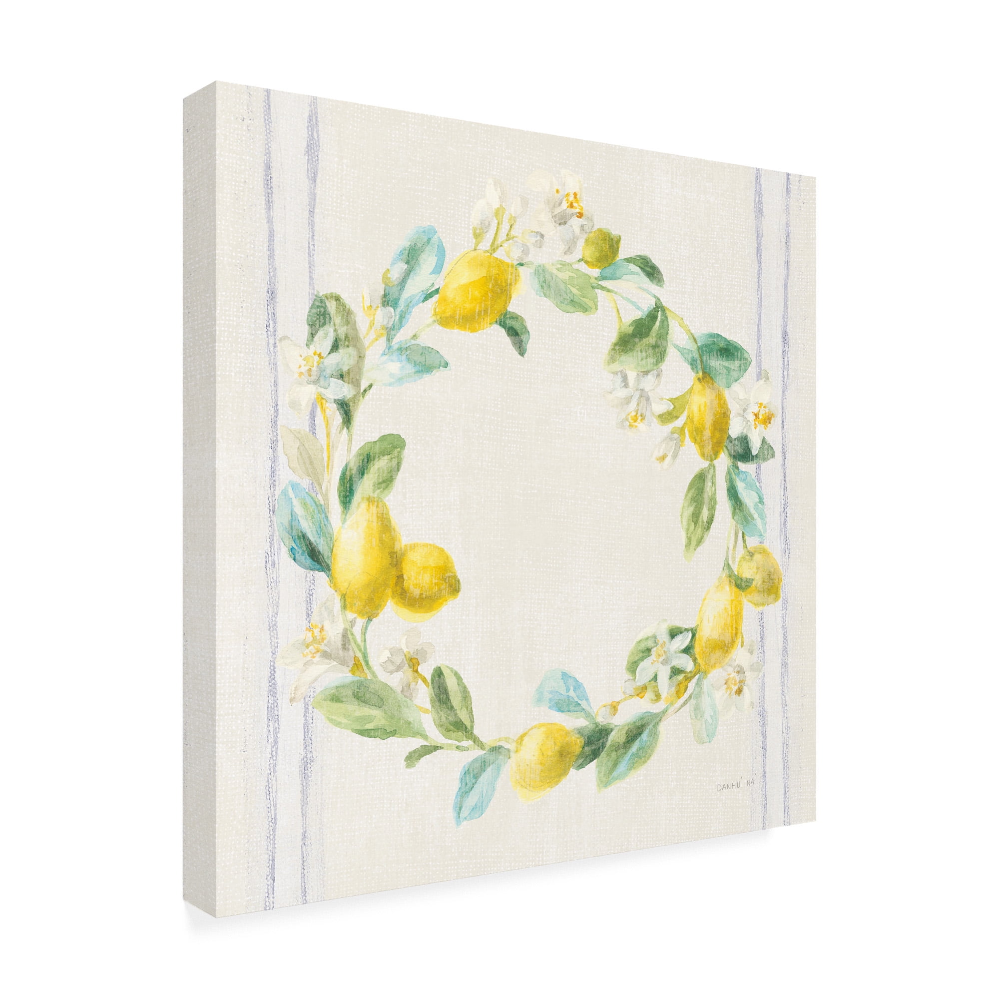 Trademark Fine Art Cuisine Canvas Art ' Flour sack Lemons V Navy ' by Danhui Nai