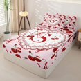 thumbnail image 2 of Homewish Cartoon Initial S Zipper Twin Comforter Sets with Fitted Sheet and 2 Pillowcases,Red Cherry Kawaii Bow Zipper Bedding Set for Girls,4-Piece,Pink Reversible, 2 of 6