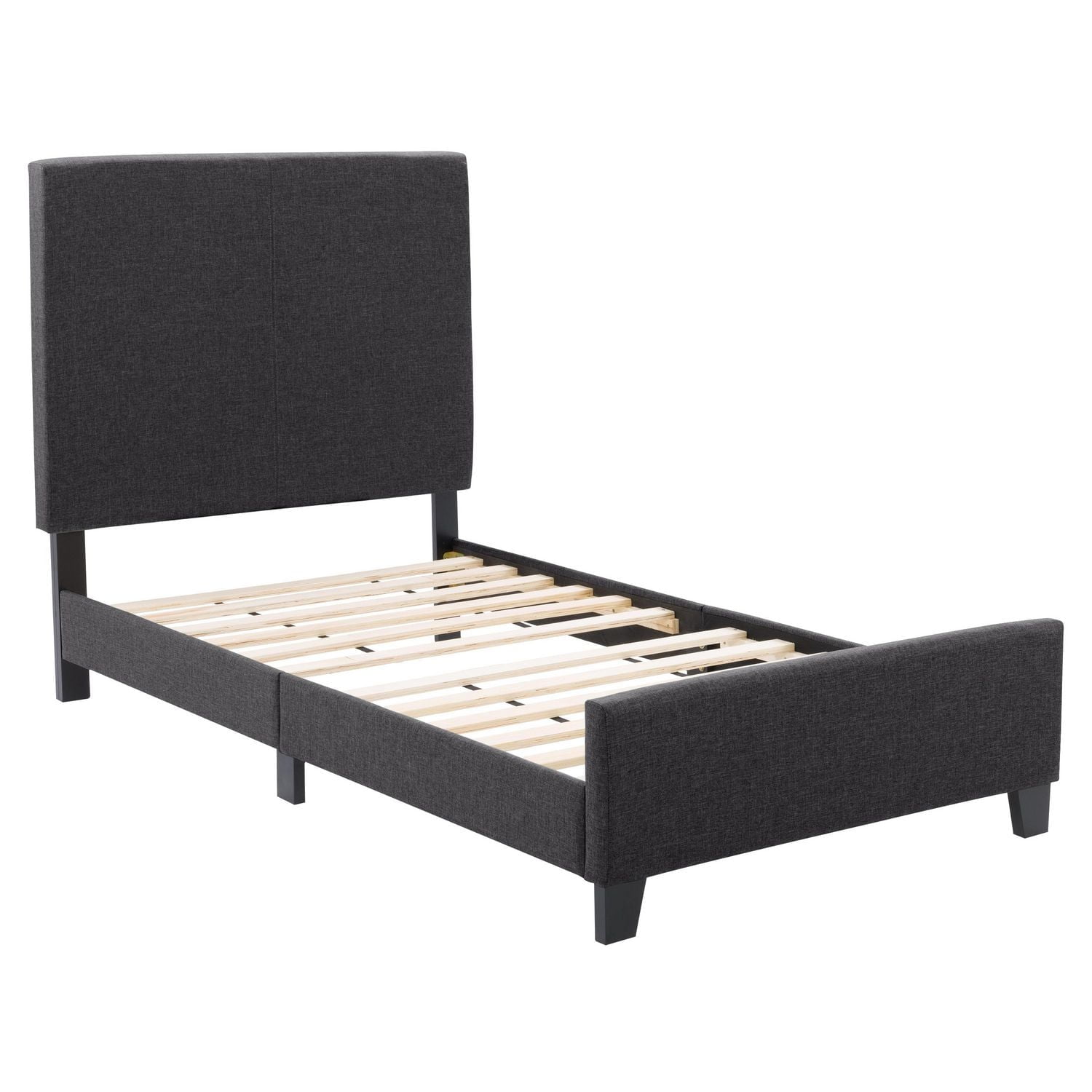 CorLiving Juniper Charcoal Fabric Upholstered  Bed, Single