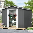 thumbnail image 3 of Jaxpety 8' x 6' Outdoor Storage Shed Steel Garden Utility Tool Backyard Building Garage, 3 of 15