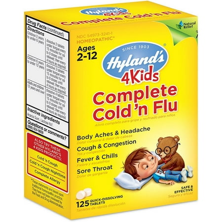 Hyland's 4 Kids Complete Cold 'n Flu Quick Dissolving Tablets 125 ea (Pack of