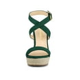 thumbnail image 6 of BLISSFUL STEP Women's Shoes Espadrille Wedge Slingback Crisscross Sandals Green 8.5, 6 of 8