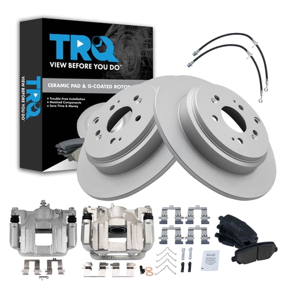 TRQ Rear Brake Pad & Rotor Kit Ceramic Premium G-Coated Fits 2011-2017 Honda Odyssey