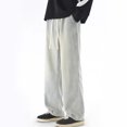 thumbnail image 6 of FRSASU Men's Leisure Jeans Regular Fit Denim Pants Straight Leg Jeans Streetwear Elastic Waist Drawsting Trousers Beige, 6 of 8