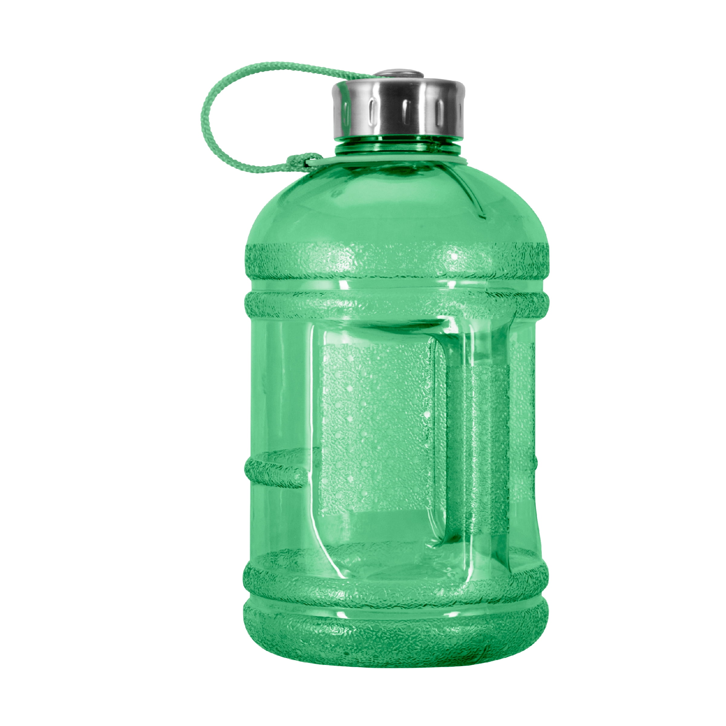 Green BPA Free Half Gallon Water Bottle Drinking Gym Jug Canteen Steel Cap 64 oz 