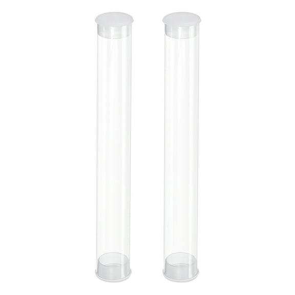 Uxcell Clear Rigid Tube Round Plastic Tubing with End Caps, 305mm/ 12 Inch Length, 20mmx21mm/0.78"x0.82", 2 Set