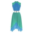 thumbnail image 3 of YONGHS Women's Color Block Irregular Dance Dress Sleeveless Liturgical Worship Dance Costume Green&Blue XL, 3 of 7
