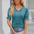 thumbnail image 2 of Fesfesfes Womens Basics Top Women's Short Sleeve Summer Solid V Neck Casual Tops Regular Blouse Tops Short Sleeve Tops for Women S(US:4), 2 of 8