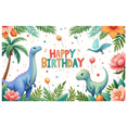 thumbnail image 2 of Dinosaur Theme Happy Birthday Banner Tropical Design Kids Party Celebration Backdrop for Outdoor Decor Birthday Event Photography, 2 of 8