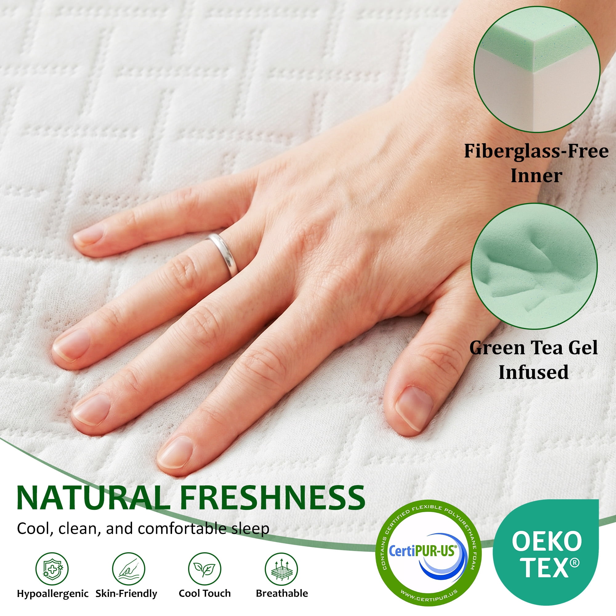 Full Mattress Bed in a Box, Memory Foam Mattress infused with Green Tea and Cooling Gel,8 inches