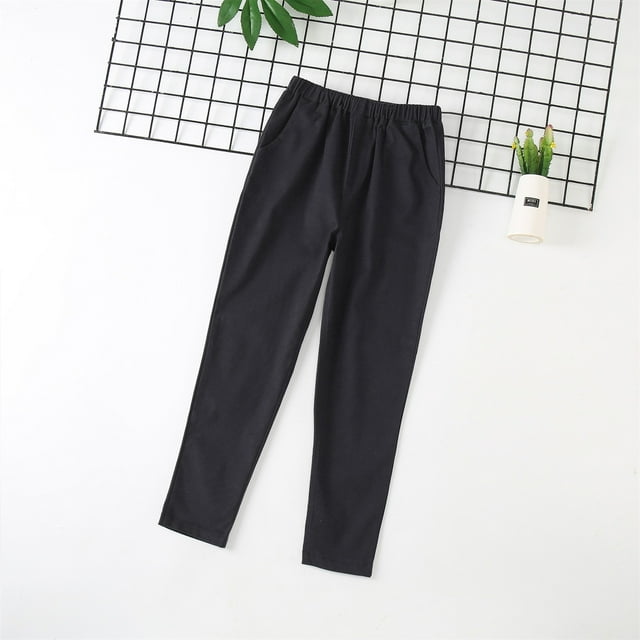 RXIRUCGD Costumes pour Enfants Pantalons d'École Taille Élastique Performance Uniforme Scolaire Pantalons d'Extérieur pour Enfants (Noir, Taille : 6 Ans)